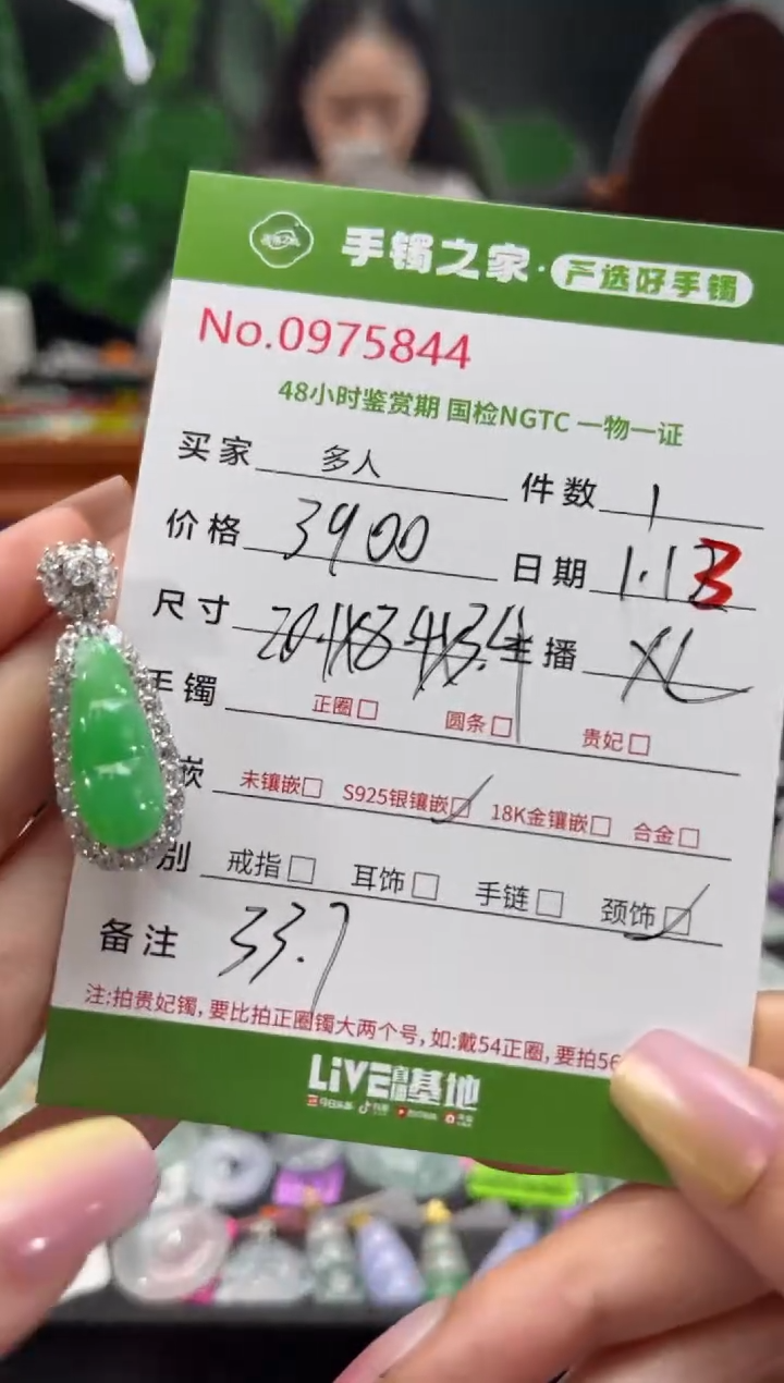 【闪购商品】翡翠颈饰银S925镶嵌多人