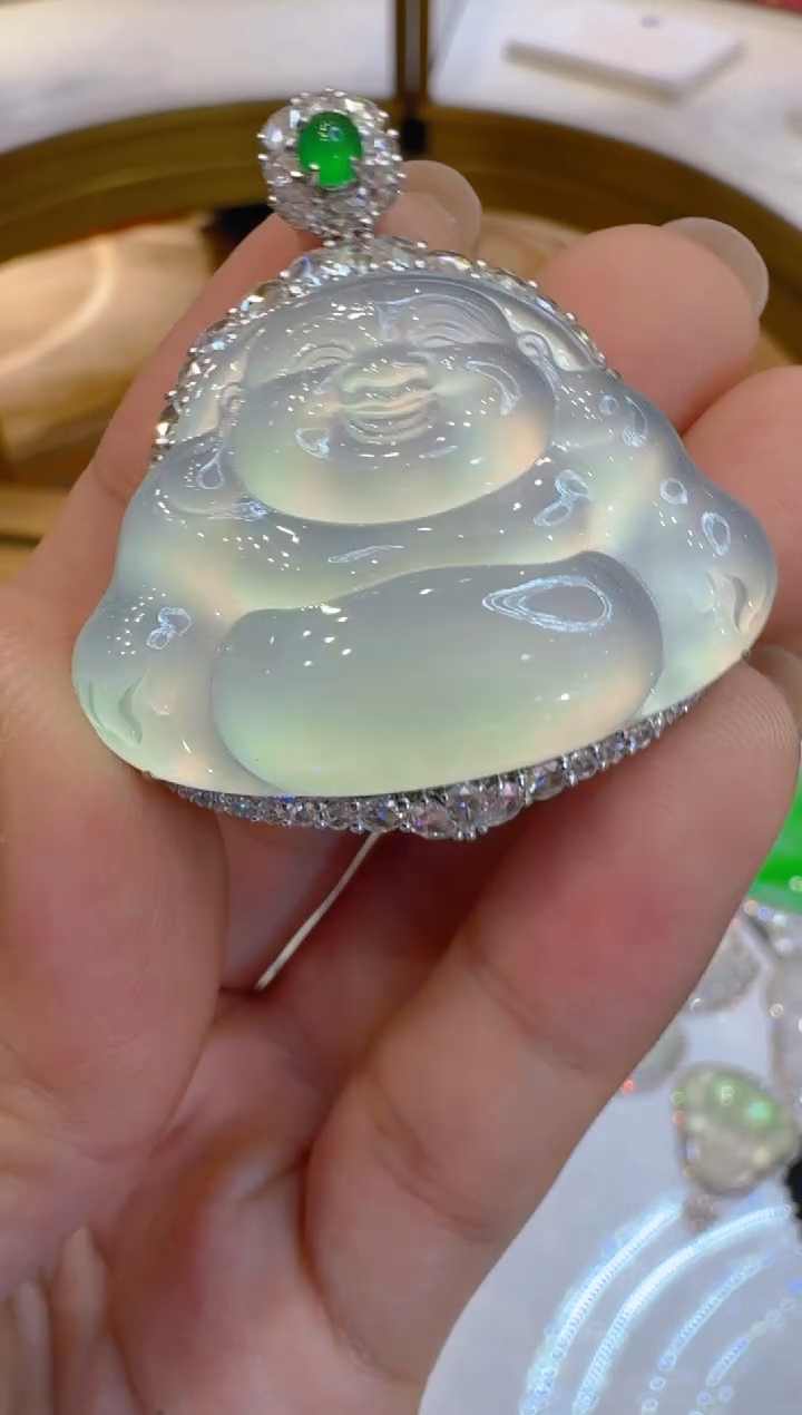 吊坠(不含链)18K金镶嵌翡翠木**心多样性团购发一件