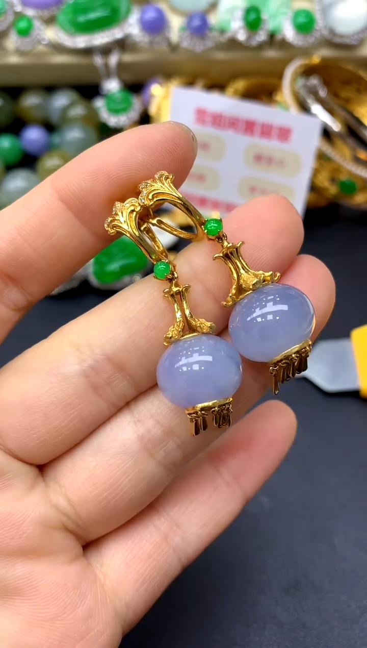 18K金镶嵌翡翠耳饰538-中国好珍宝