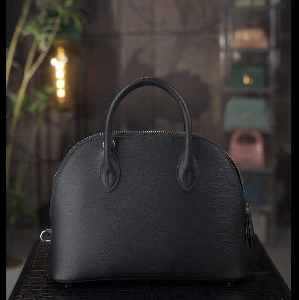 【尺寸：26*9*19】SISI原创设计高定真皮手机包保龄球大号-黑色