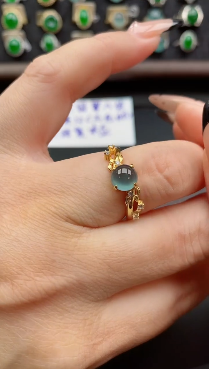 银S925镶嵌戒指翡翠1