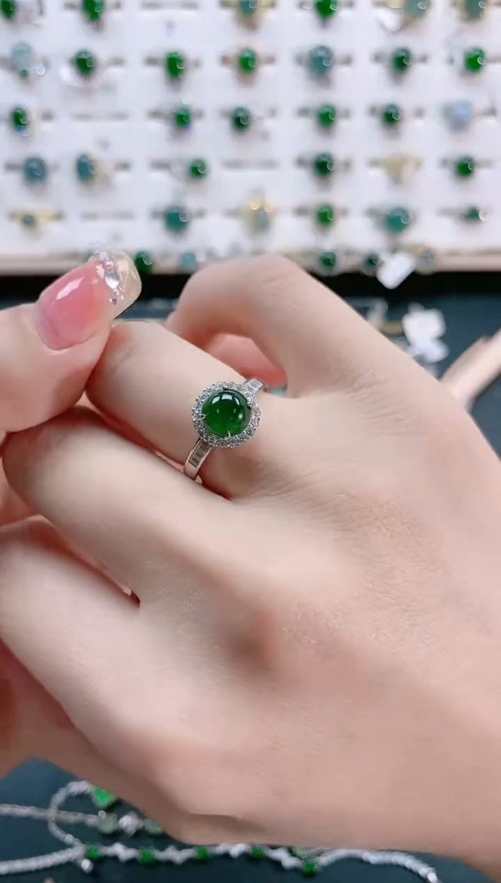 【闪购商品】翡翠戒指银S925镶嵌天然翡翠