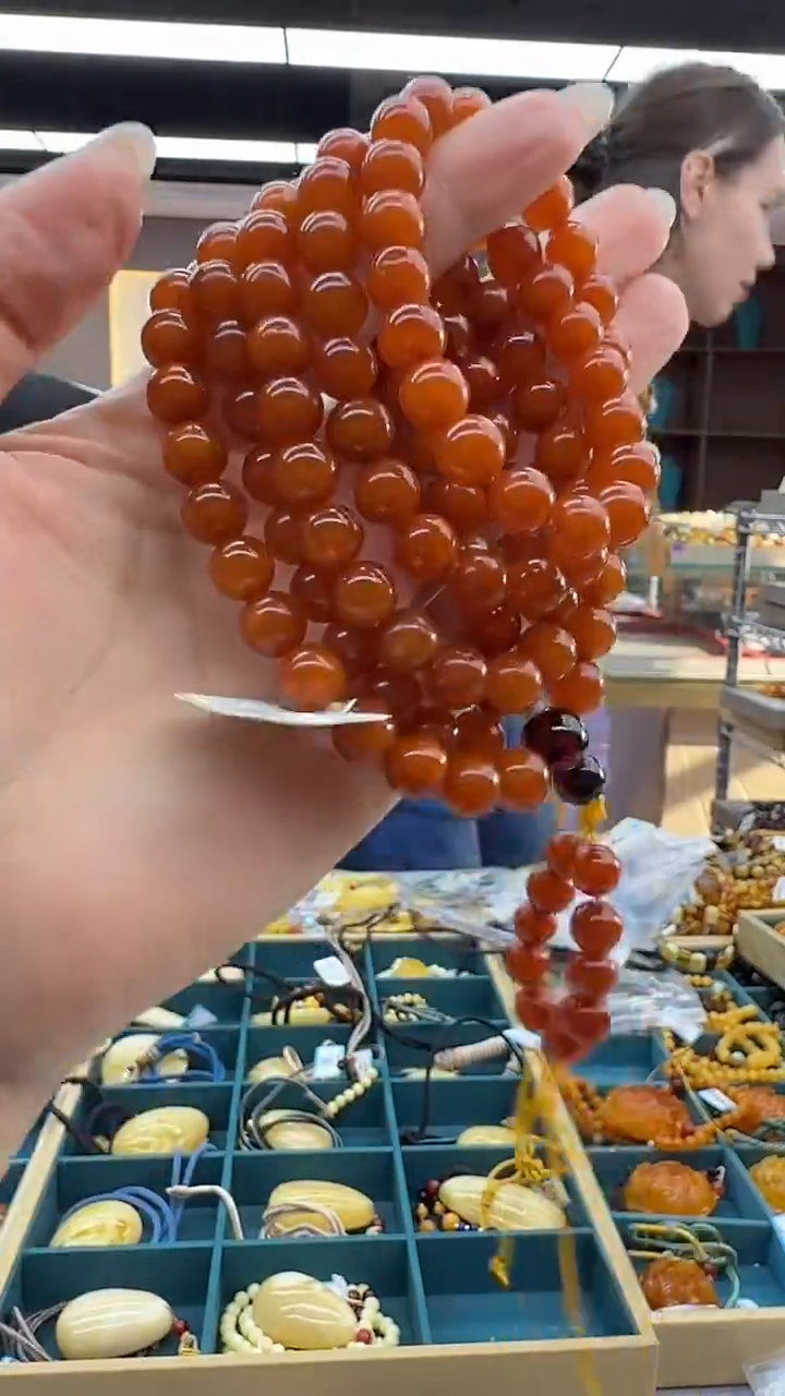 琥珀颈饰未镶嵌180秒拍号 假一罚三 8mm