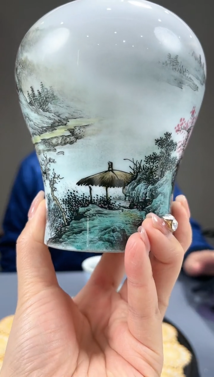 【闪购商品】官窑瓷画院947官窑瓷画院山水春江泛舟摇铃樽