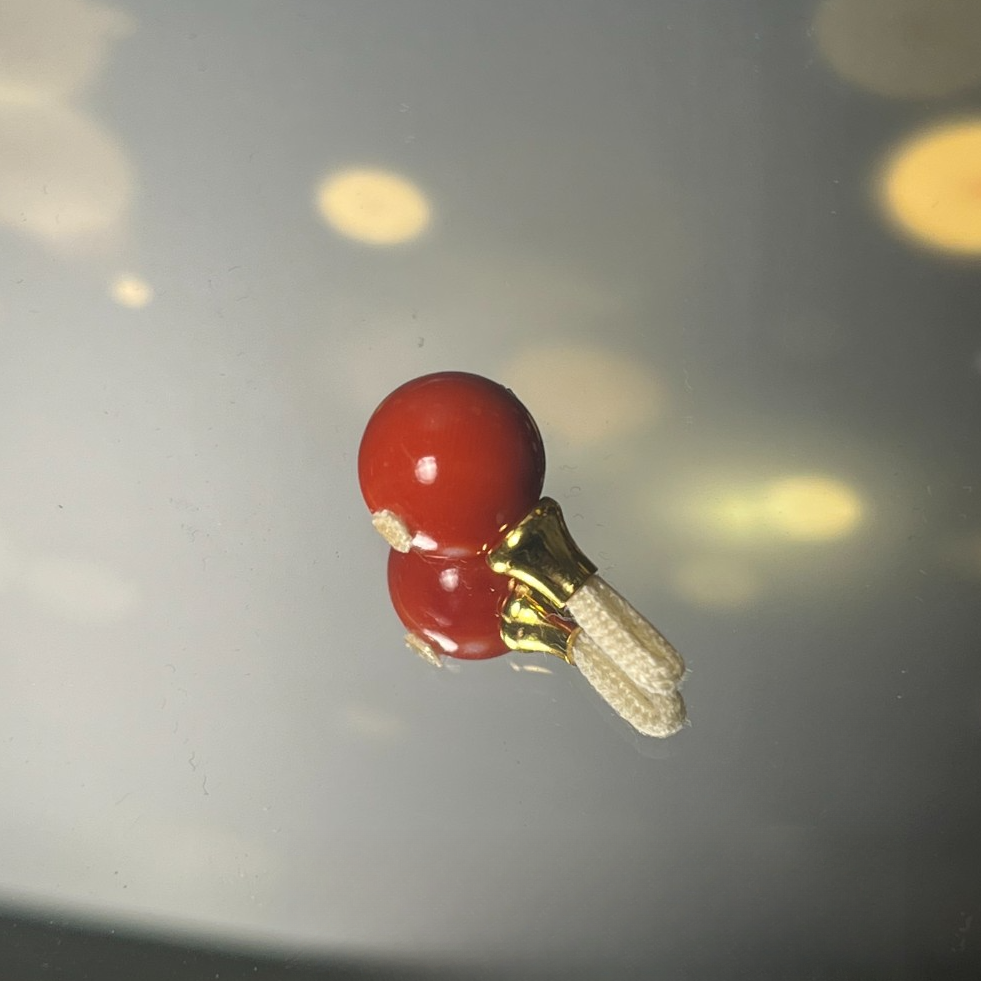 天然红珊瑚精工冰淇淋三通配饰11mm