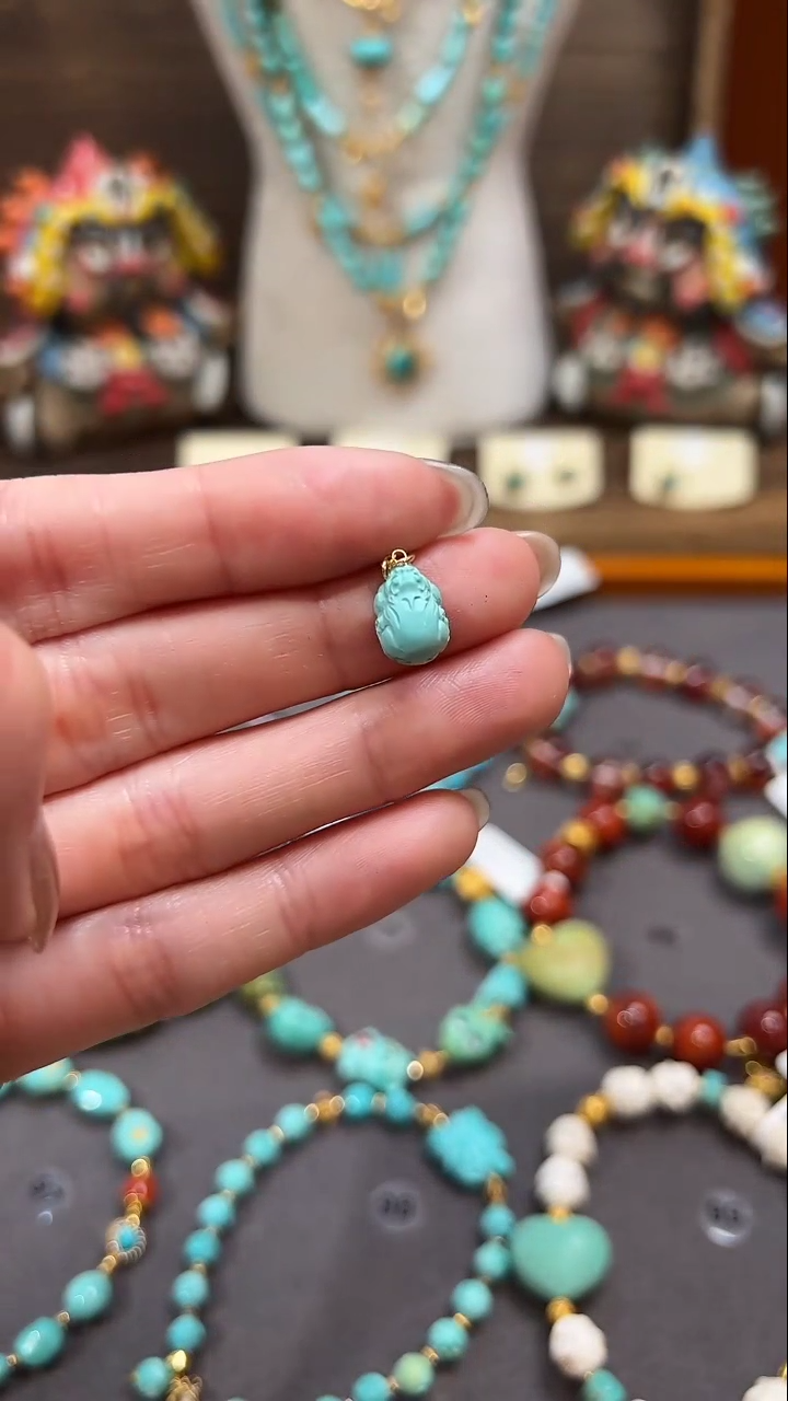 绿松石18K金镶嵌提溜绿松石提溜