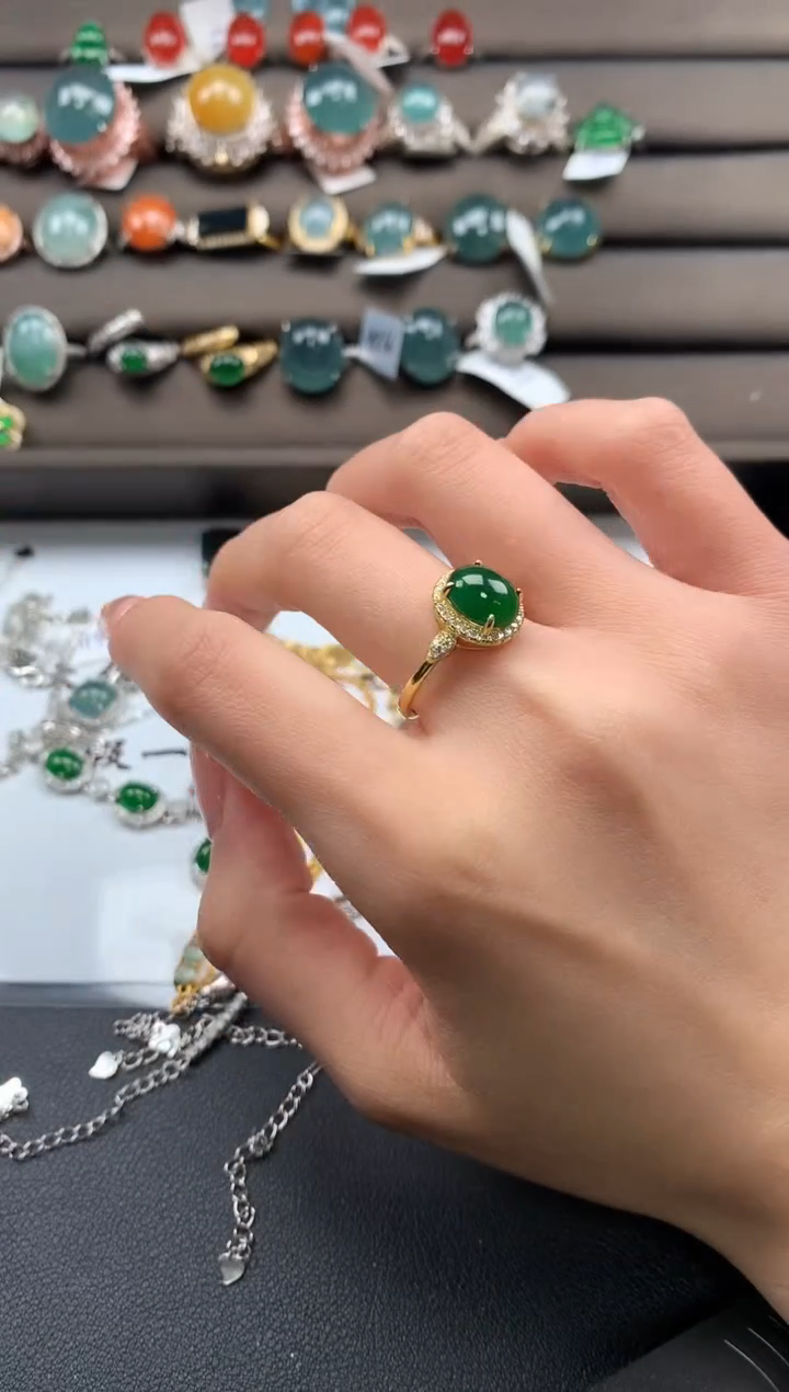 【闪购商品】翡翠戒指银S925镶嵌3213123