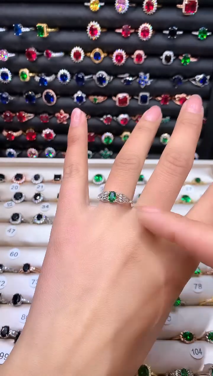 【闪购商品】透辉石戒指银S925镶嵌46