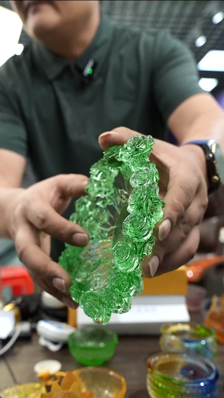 手工艺品琉璃古法琉璃果碟摆件