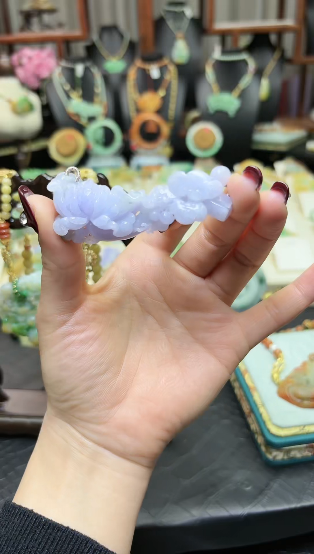 【闪购商品】翡翠颈饰未镶嵌天然翡翠花开富贵