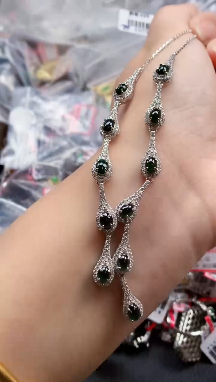 银S925镶嵌戒指翡翠天然A货缅甸翡翠