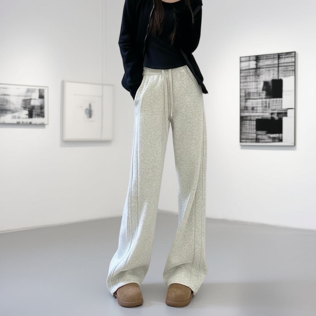 休闲阔腿加绒裤秋冬常规裤