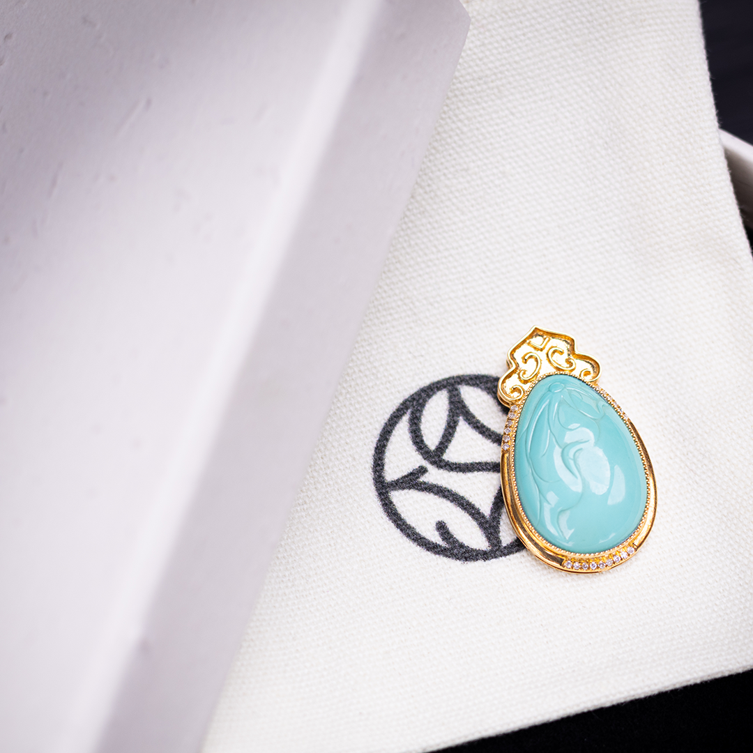 禾奕绿松吊坠经典百搭时尚国风新中式气质复古轻奢挂坠女款妈妈