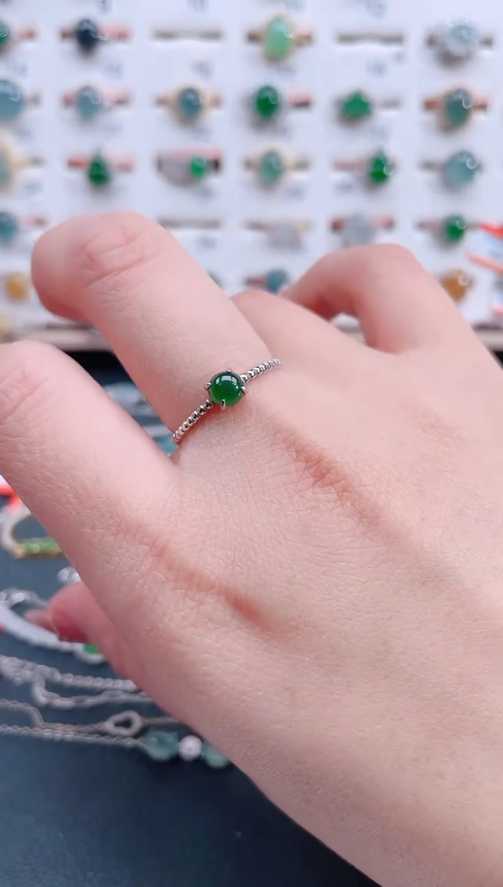 银S925镶嵌戒指翡翠天然翡翠