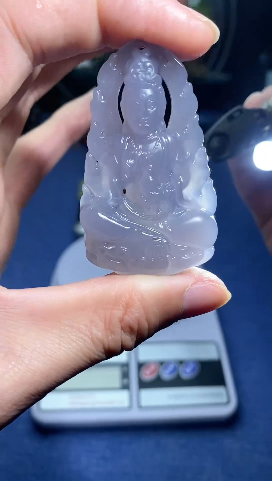 【闪购商品】和田玉颈饰未镶嵌青海料冰烟紫立体观音