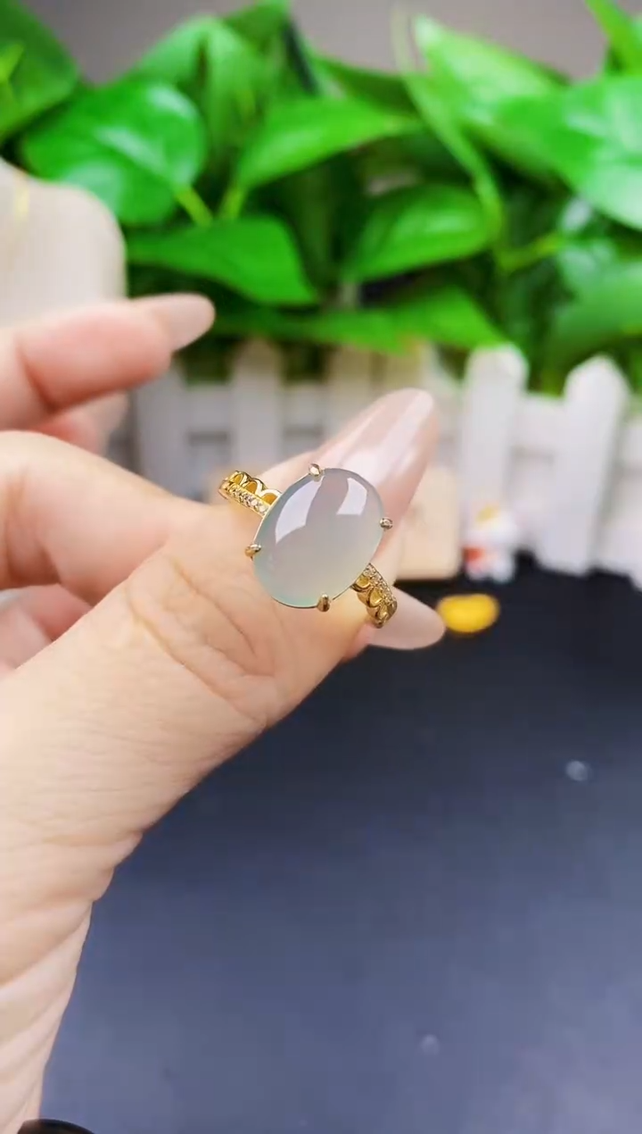 翡翠戒指银S925镶嵌12