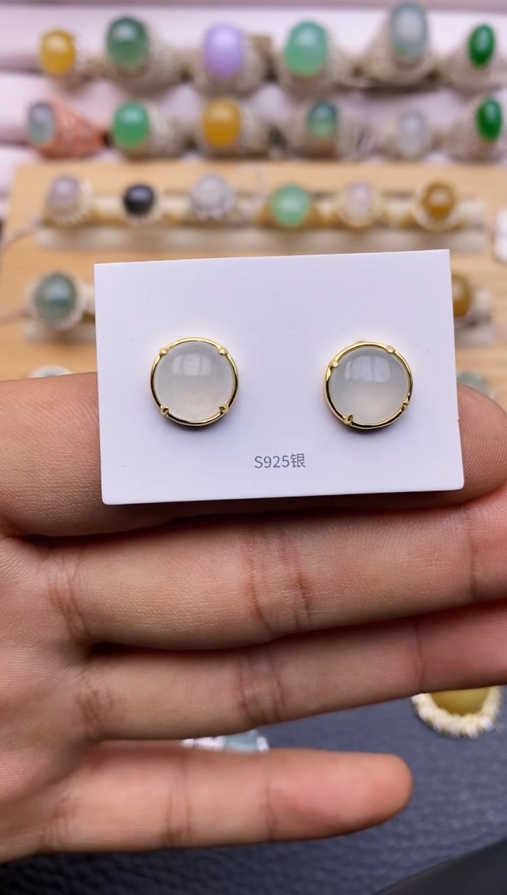 【闪购商品】翡翠耳饰银S925镶嵌5988