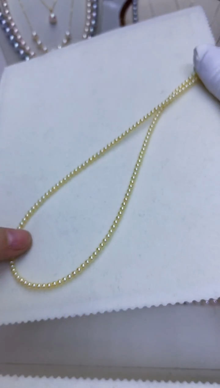 【闪购商品】海水珍珠饰品18K金镶嵌3-3.5皇后满珠链带大证