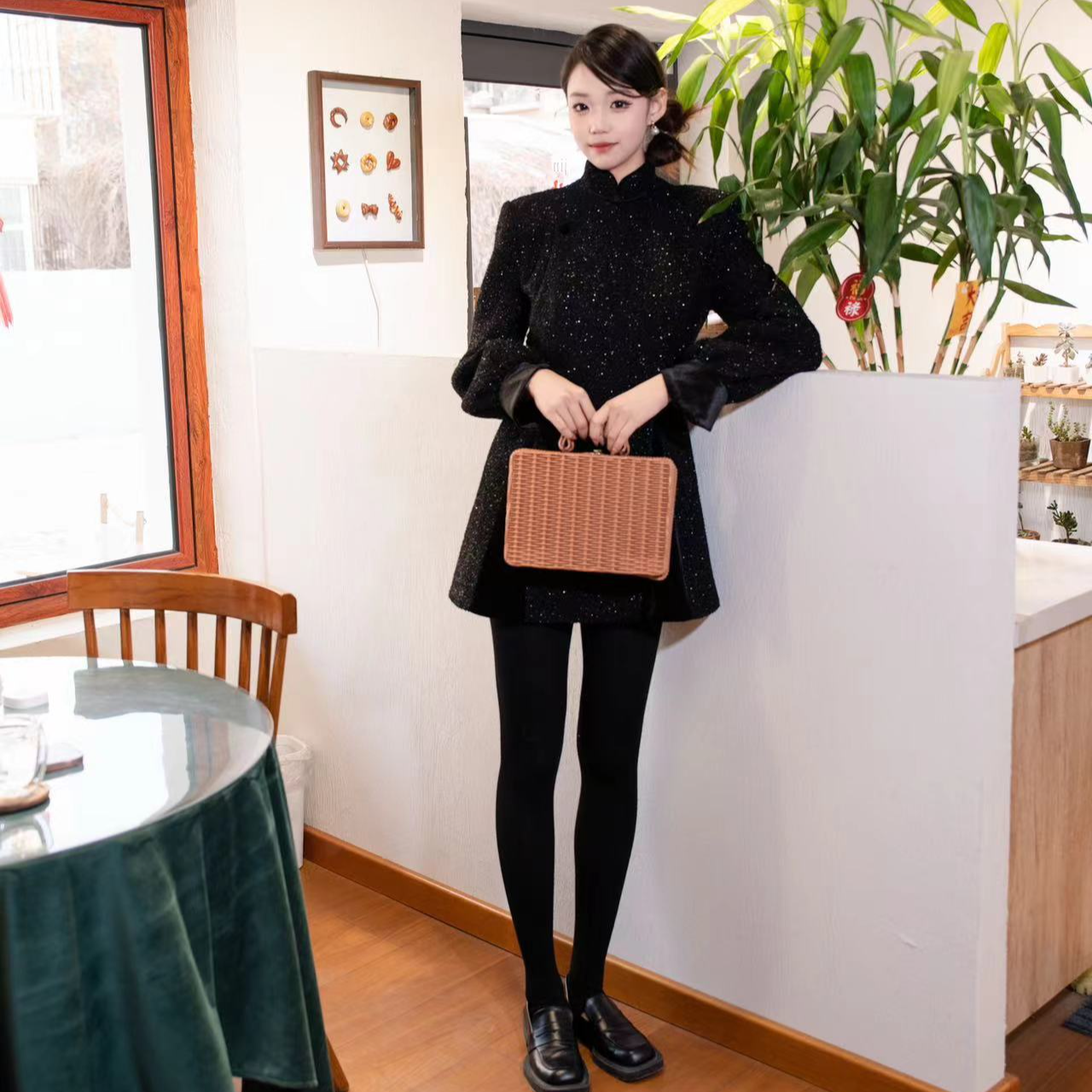 【蒙古丽人】【民族原创】ME131繁星黑天鹅设计师四季款外套蝴蝶结