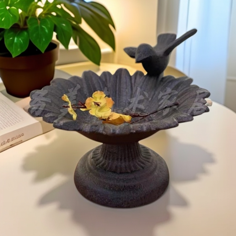 美艺术】葵花小鸟盘  铸铁蜂鸟烛台烟灰缸中古桌面摆件（05599）