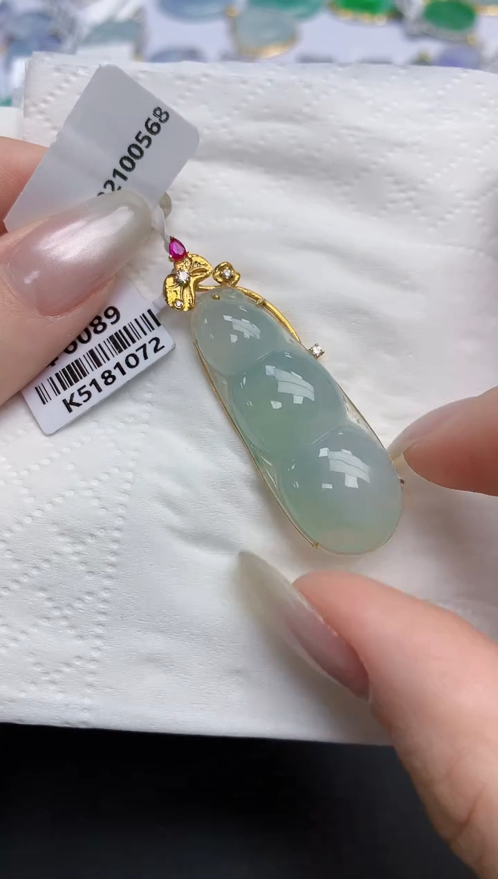 【闪购商品】翡翠颈饰18K金镶嵌天然缅甸翡翠A货