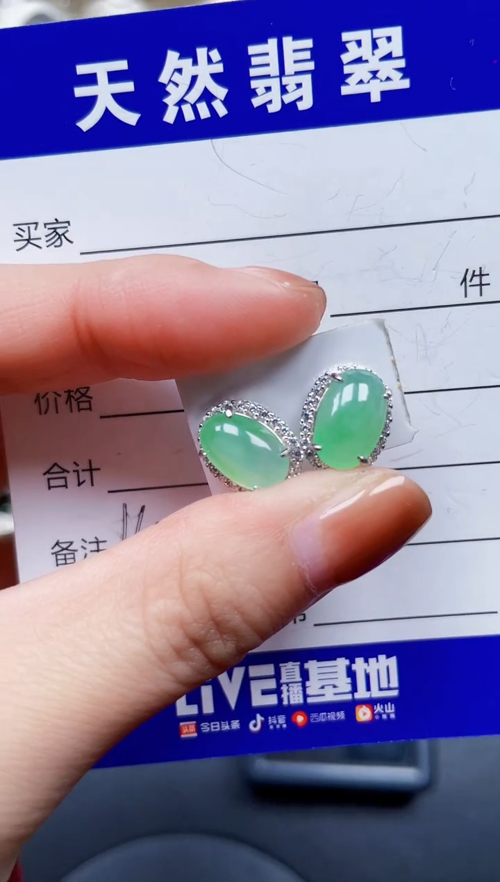 银S925镶嵌翡翠耳饰165