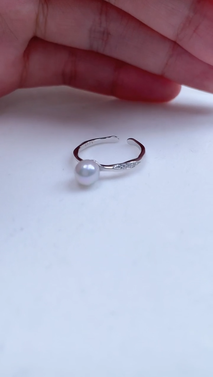 【闪购商品】海水珍珠戒指银S925镶嵌简单款珍珠戒指