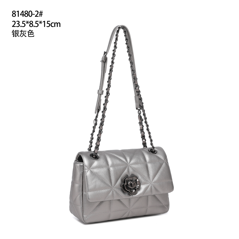 【初阳甄选】QYX-81480-2-银灰色法式民族风单肩斜挎包流浪女包
