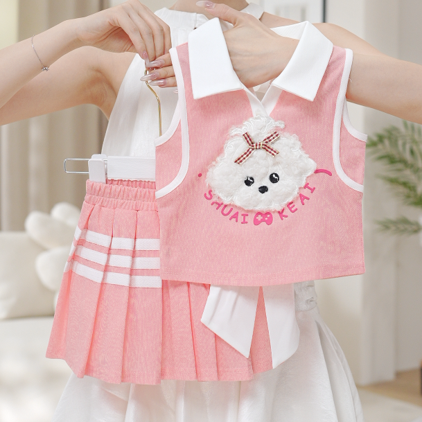 2025新款女童套装儿童无袖polo衫宝宝夏季休闲裙子两件套SA30267