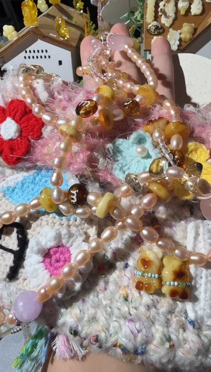 【闪购商品】蜜蜡项链未镶嵌蜜蜡珍珠项链斜跨