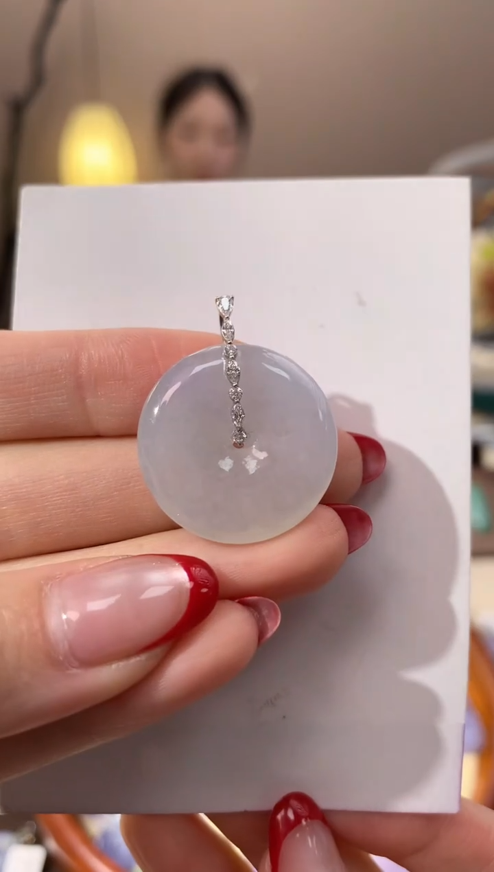 【闪购商品】翡翠颈饰18K金镶嵌天然缅甸a货翡翠