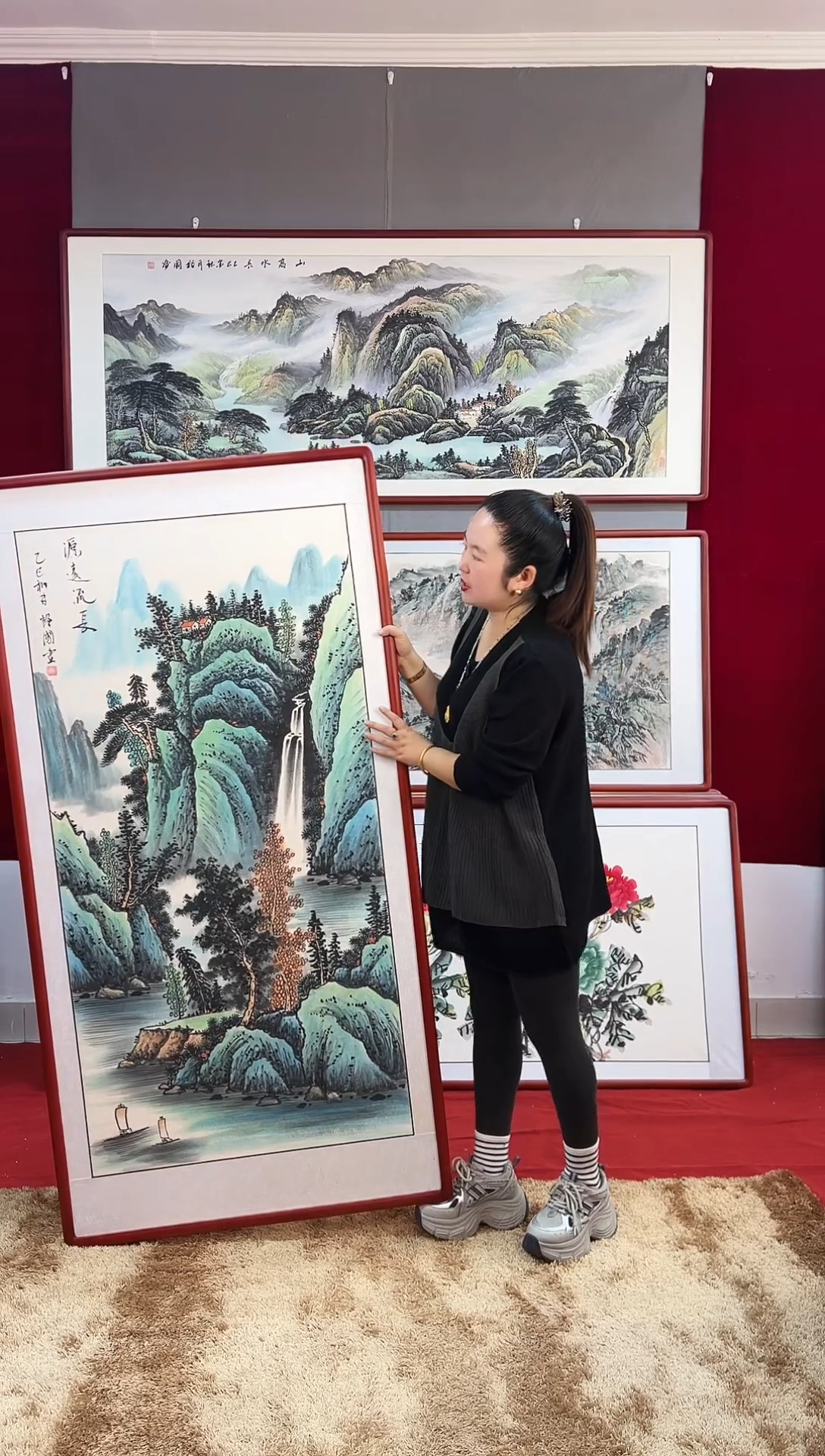 国画手绘山水163*83尺寸