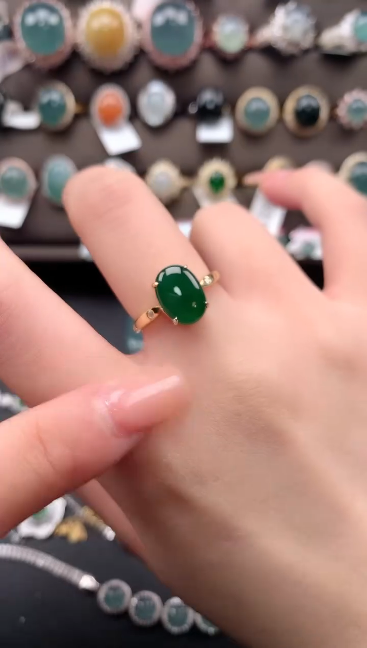【闪购商品】翡翠戒指银S925镶嵌52141