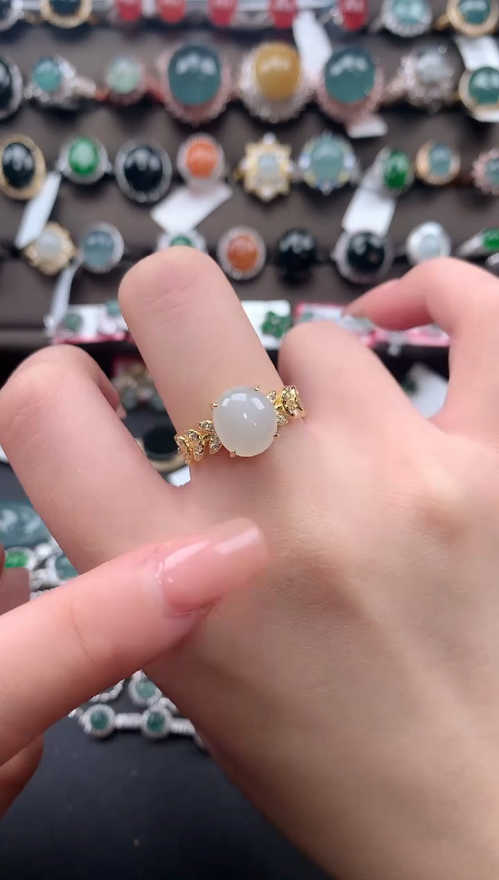 【闪购商品】翡翠戒指银S925镶嵌521412