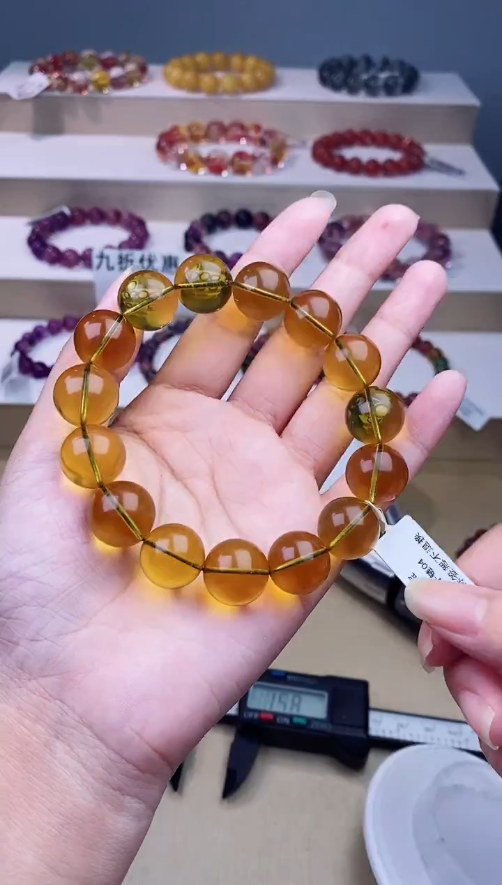 手链蓝珀未镶嵌蓝珀手串14m+