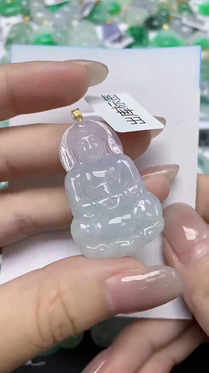 翡翠18K金镶嵌颈饰天然缅甸翡翠A货