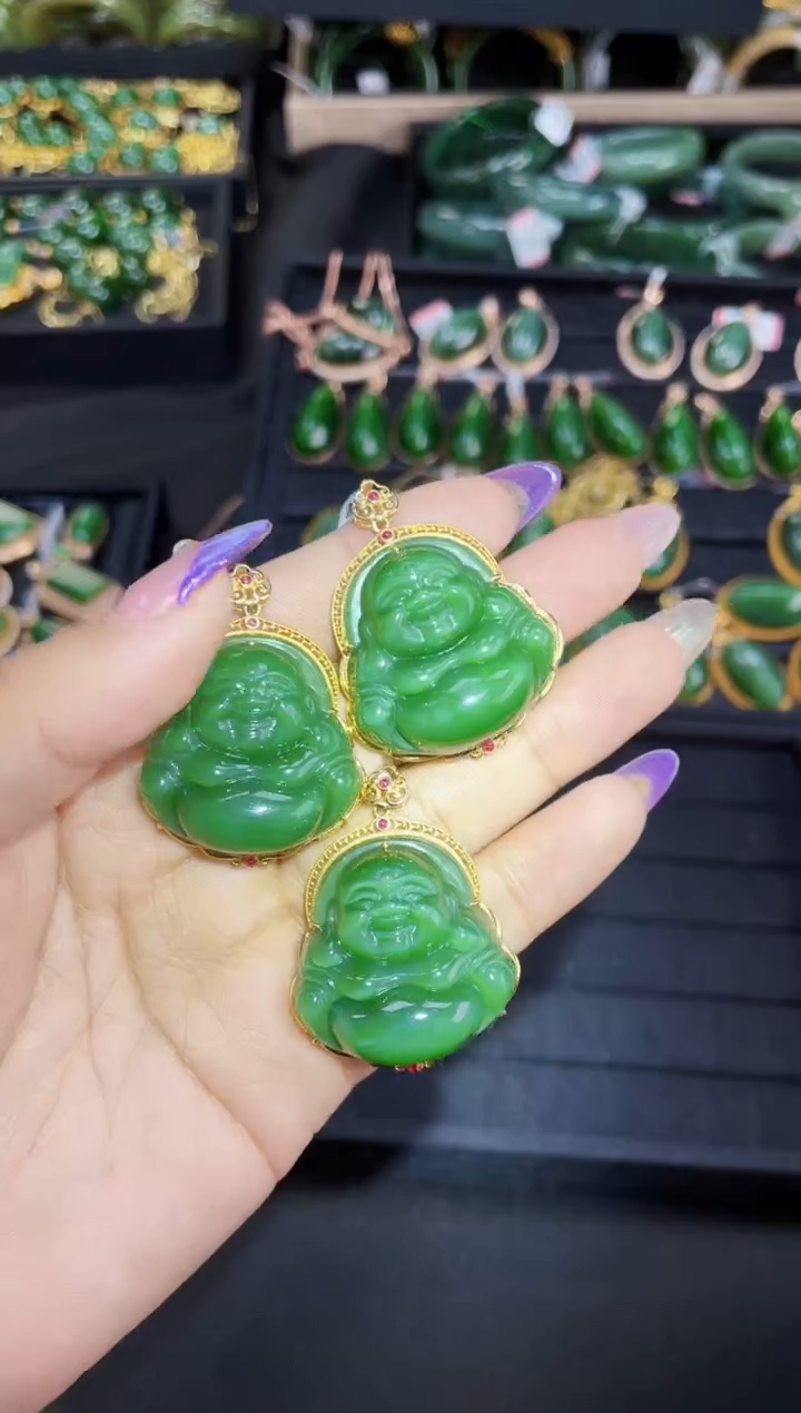 【闪购商品】和田玉吊坠18K金镶嵌33MM 多样性发一