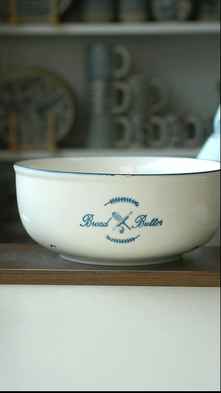 陶出德国仿搪瓷大汤盆23cm@7-7@微瑕