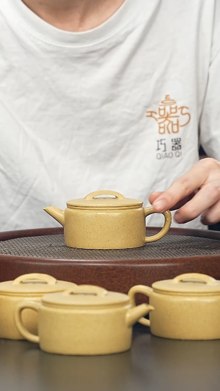 茶壶紫砂汉瓦-梨皮本绿-全手工微微瑕（30目）