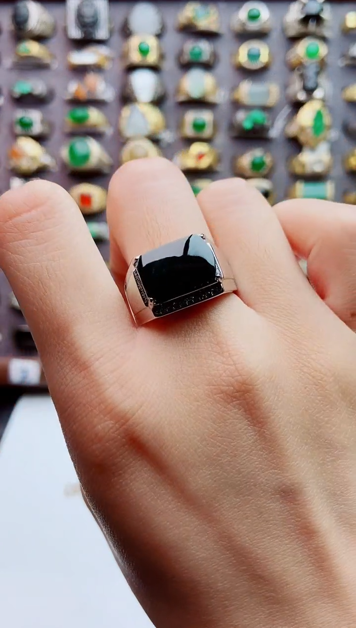 未镶嵌戒指翡翠天然翡翠男戒