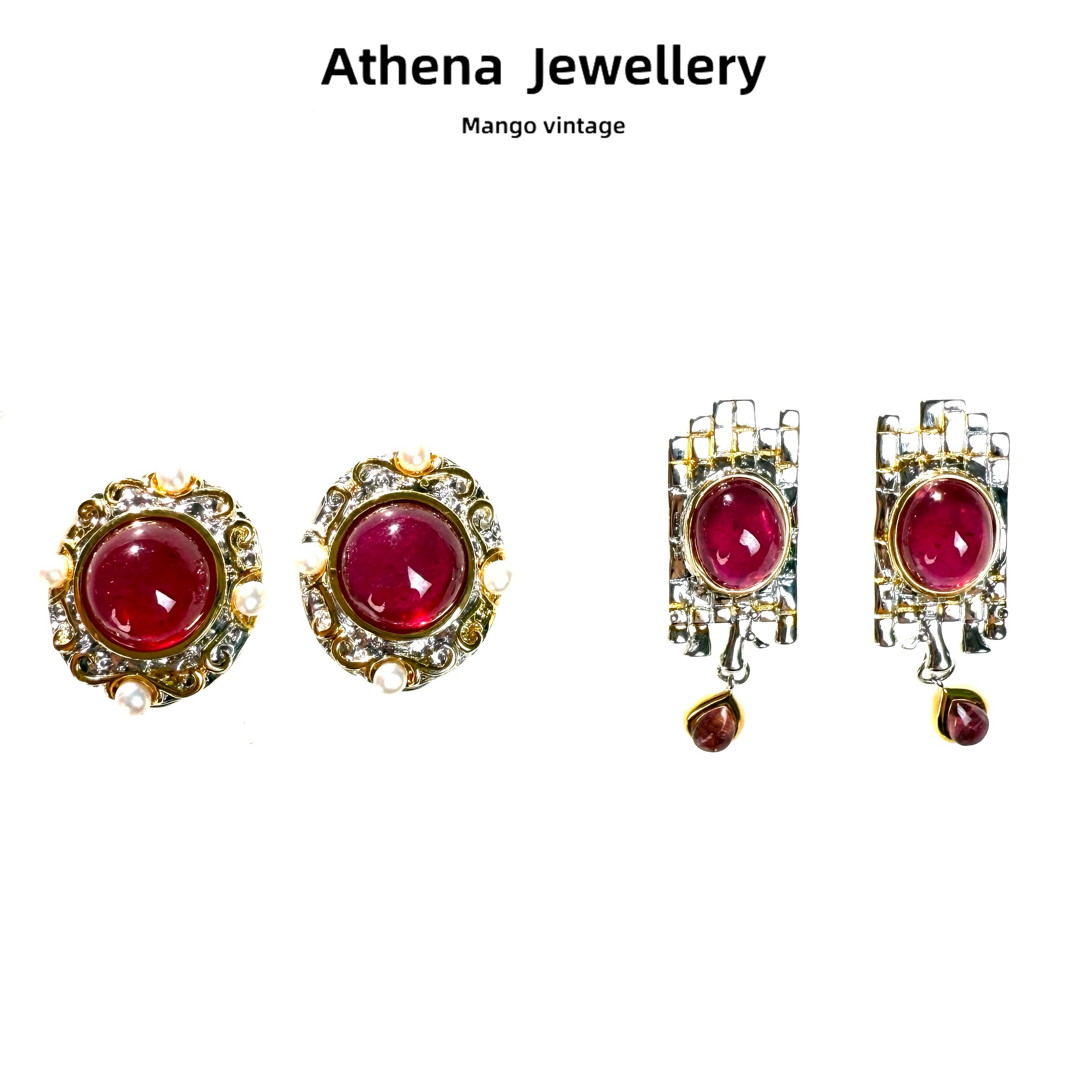 铜合金耳饰 北欧设计师红色小耳环气质轻奢精美时尚[正品中古]