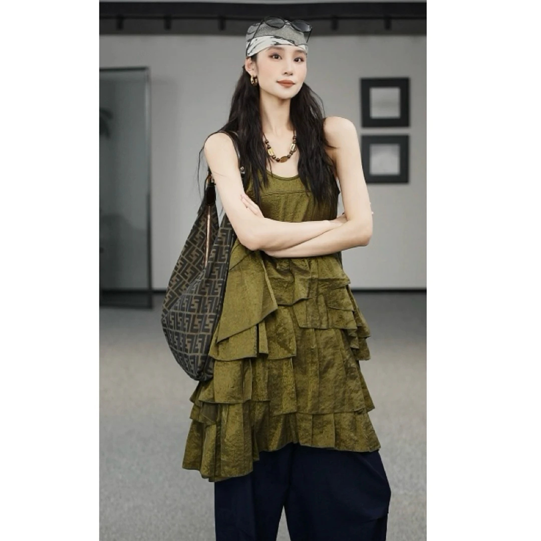 AMASS/阿玛施26早春新款复古法式吊带不规则连衣裙550015限定系列