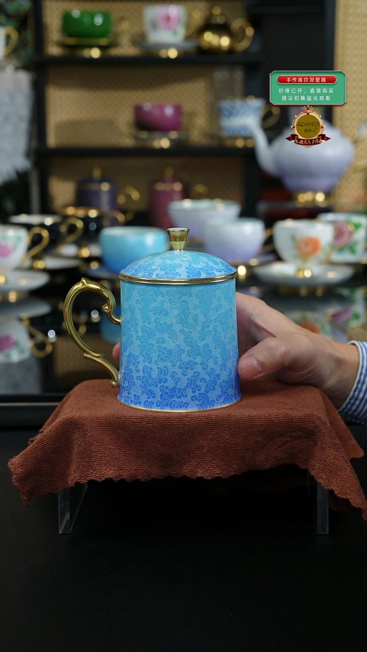 手工天青蓝盖杯，，，，，，
