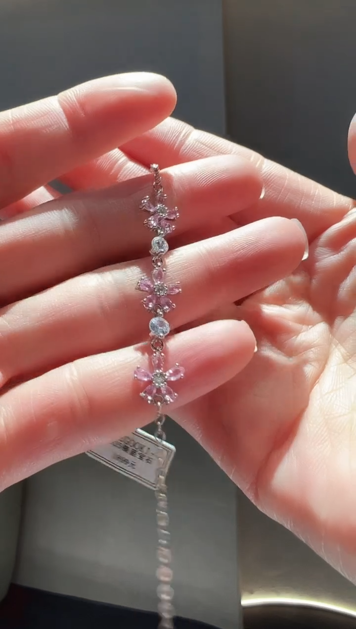 【闪购商品】蓝宝石手链银S925镶嵌52】