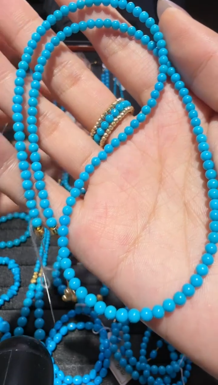 18K金镶嵌绿松石项链美松绿松石18K金镶嵌项链