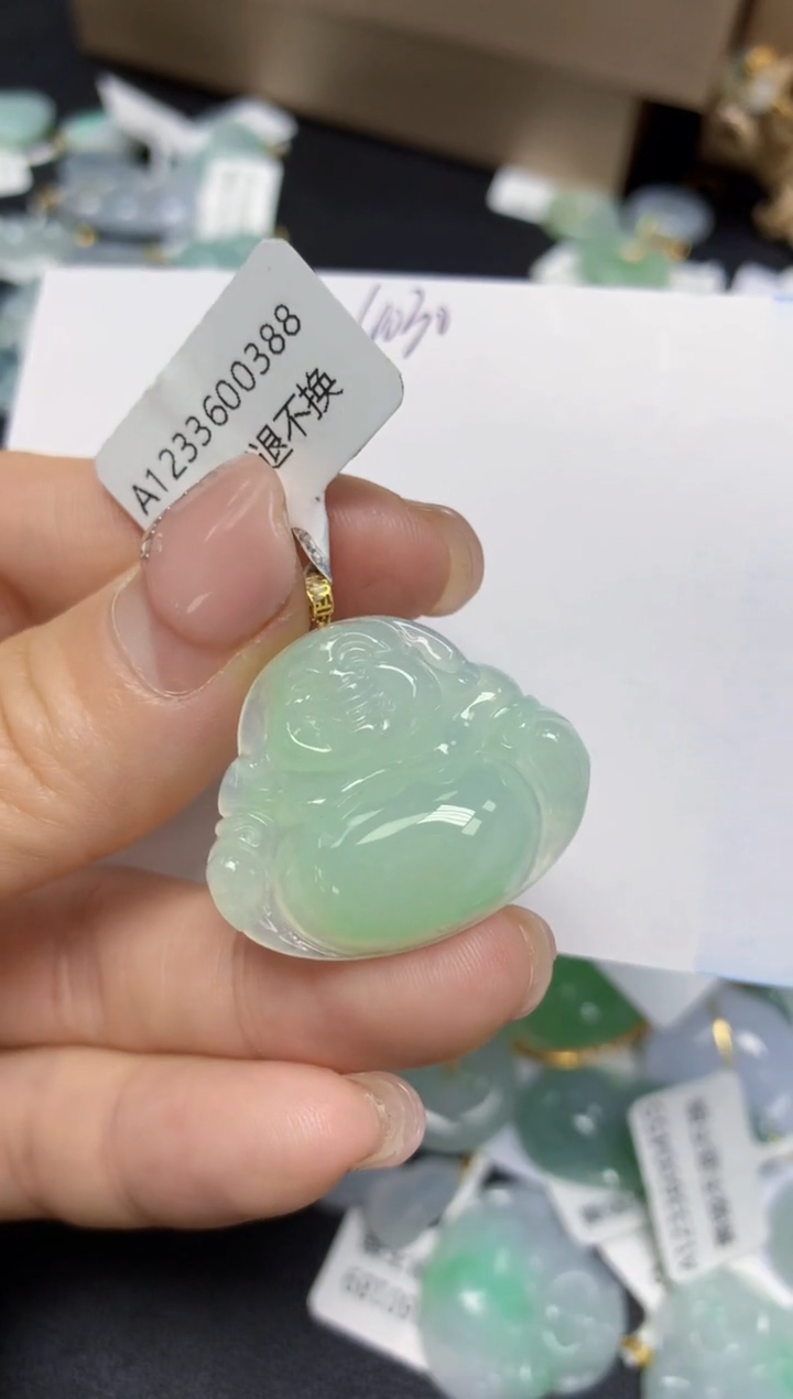【闪购商品】翡翠挂件18K金镶嵌 天然翡翠A货