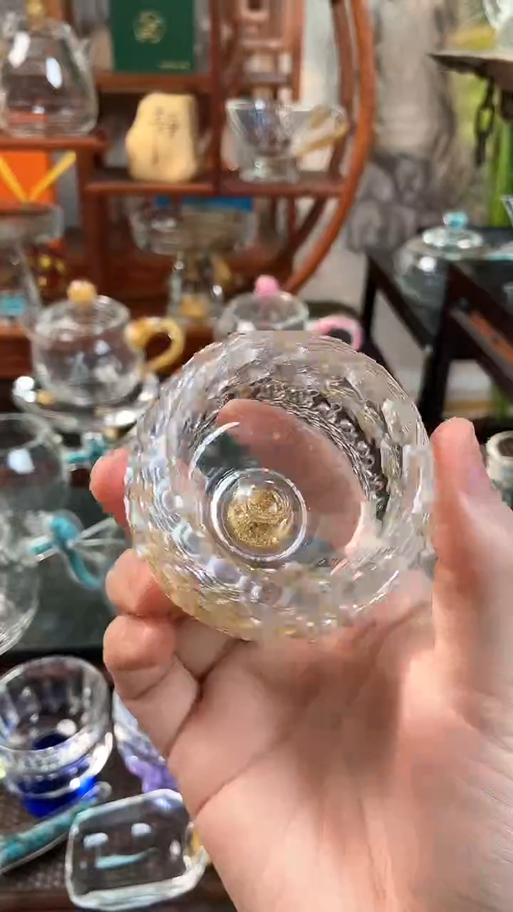 【闪购商品】金箔水晶球形茶碗单个装