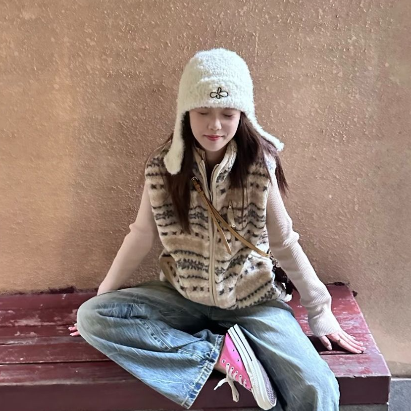 美式羊羔绒费尔岛棉马甲男女冬重磅加厚保暖外套复古无袖坎肩背心