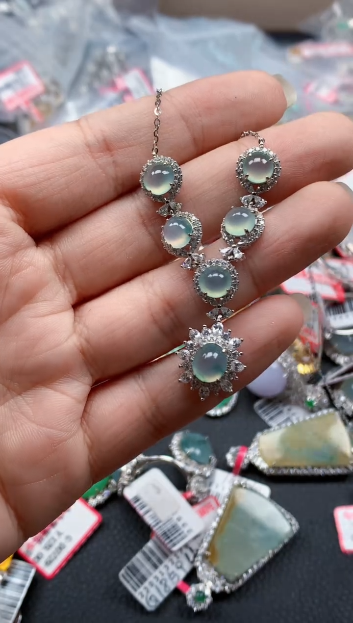 银S925镶嵌戒指翡翠天然A货缅甸翡翠