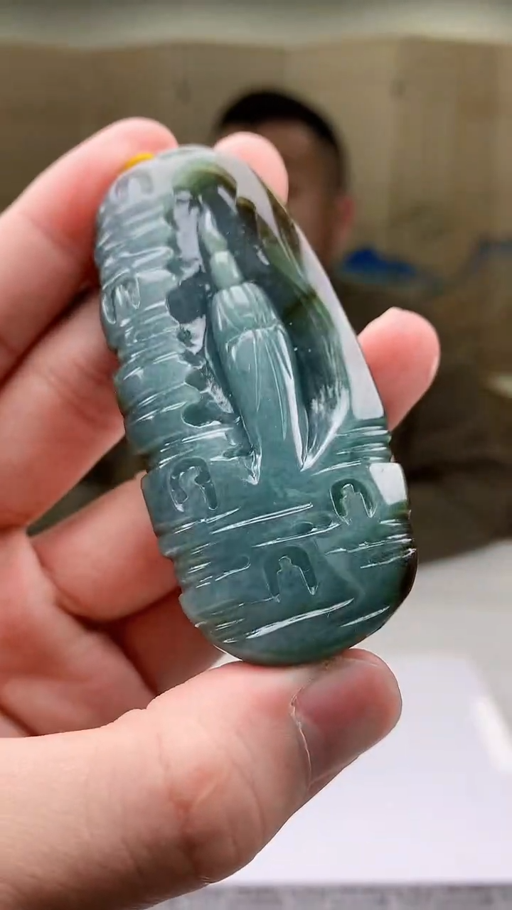 【闪购商品】定制翡翠未镶嵌4812bb-毛货挂件60